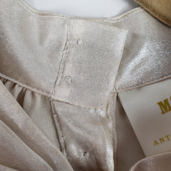 Anthropologie Maeve Romilly Blouse Champagne Mock Neck Sleeveless Button Back 10 - Picture 9 of 11